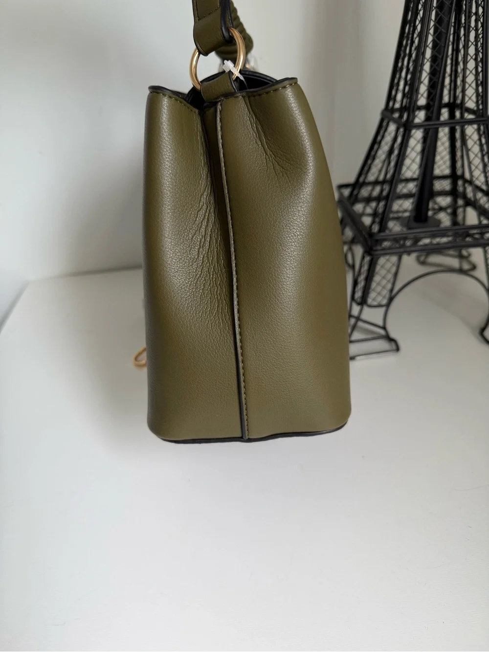 Olive Green Dragonfly Accent Top-Handle Satchel